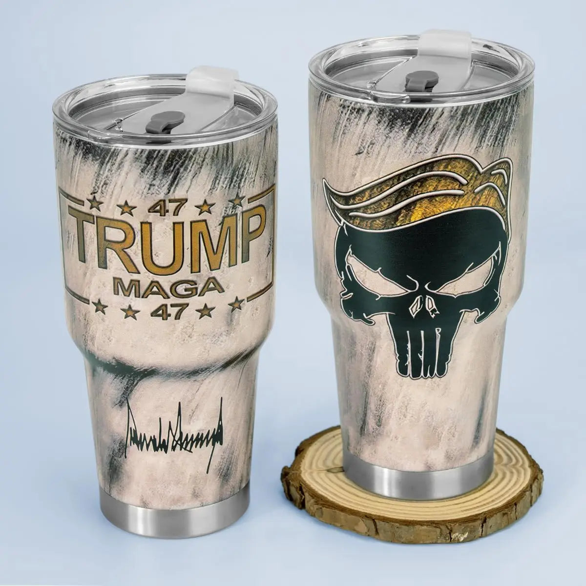 MAGA Trump Tumbler 2024, Skull American Flag 30 Oz Tumbler, Trump Coffee Cups, USA Flag Tumbler Insulated Cup With Lid, Patrioti